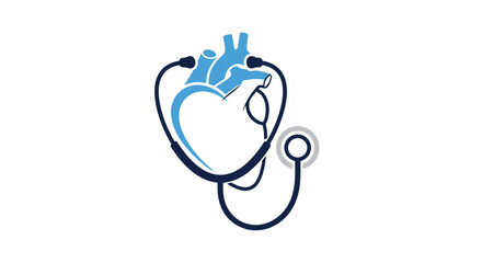 Obraz premium Heart with Stethoscope Medical Symbol.