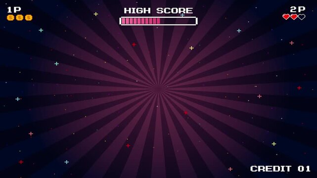 LEVEL UP icon pixel art. 8 bit game. retro game. Retro Futurism Sci-Fi Background. glowing neon grid. and stars from vintage arcade computer games