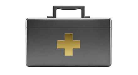 Obraz premium A first aid kit with a gold cross on a transparent background.