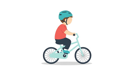 Fototapeta premium Child riding a bicycle a joyful illustration of outdoor activity and safety