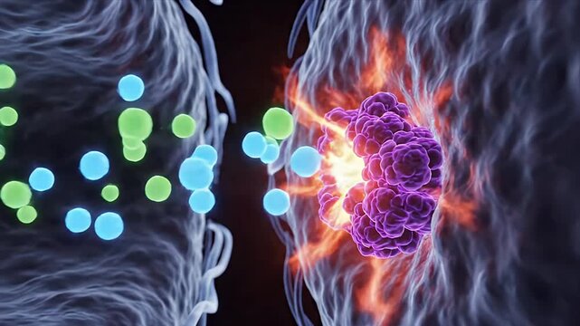 3D CGI Medical Animation Vivid Render of Red Blood Cells Flowing Through Arterial Tunnel with Detailed Microscopic Structures and Vibrant Colors in Dark Background