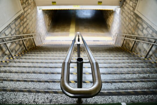 Pedestrian underpass stair railing