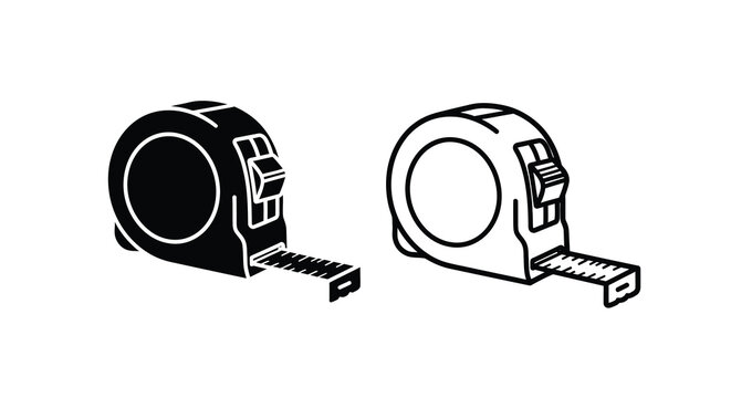 Two tape measures displayed in a stark black silhouette