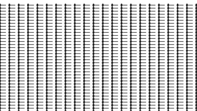 A mass of small nails or needles with dots is twitching or moving on the screen.