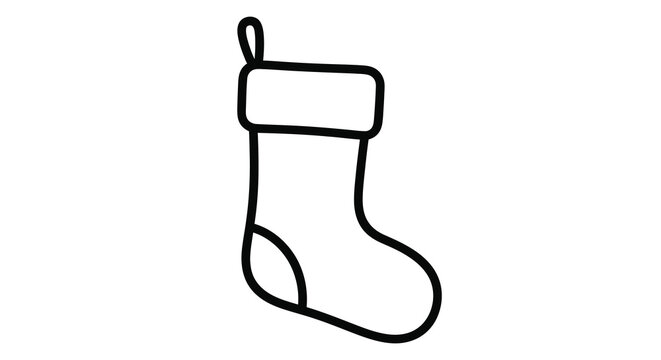 Simple black outline drawing of a christmas stocking silhouette