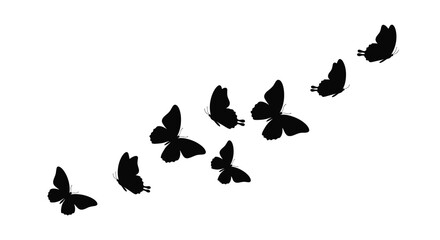 A flight of butterflies beautifully displayed in black silhouette © SAKINA