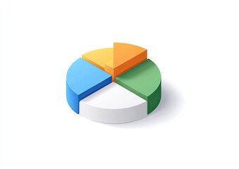 Obraz premium Isometric 3D pie chart with four colored segments on a white background