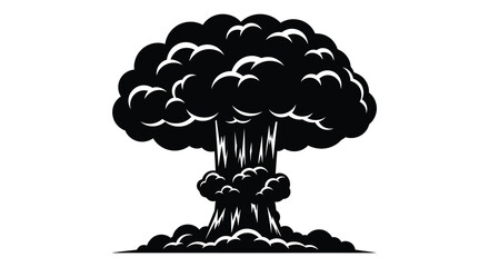 Dramatic mushroom cloud explosion depicted in stark black silhouette © SAKINA