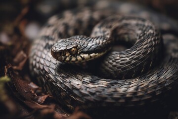 Fototapeta premium Closeup_of_snake_coileon_forest_floor_detailes_efcabeeeaeccc high quality illustration image graphic visual background for digital design presentation