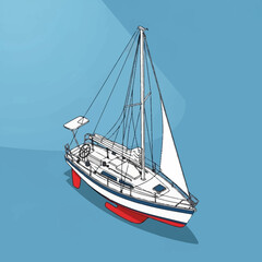 Obraz premium a white sailboat on blue water.
