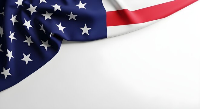 Waving american flag isolated on white background