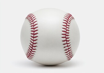 Obraz premium A single, white baseball with red stitching, centered against a plain background