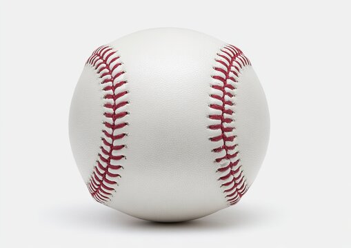 A single, white baseball with red stitching, centered against a plain background