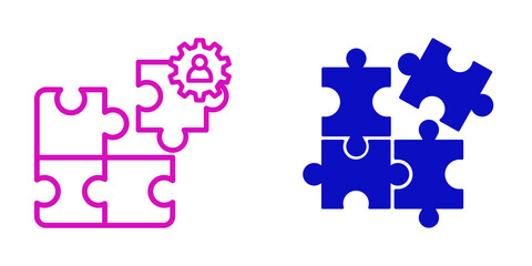 Fototapeta premium Puzzle Pieces with User Gear and Solution Icons, isolated on transparent background