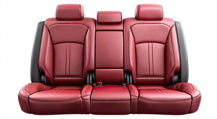 Fototapeta premium Luxurious red leather car seats with stitching and headrests
