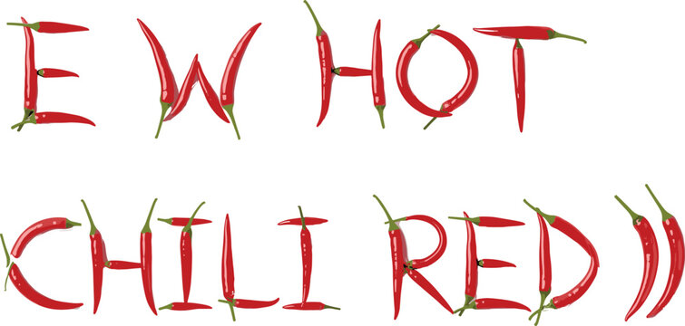 Chili Pepper Typography Vector Illustration with Red Hot Chili Peppers Forming Text Emot Chili Red Creative Food Lettering Design