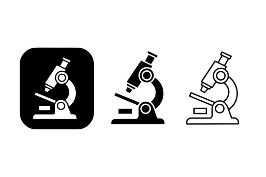 Monochrome Microscope Icon for Science, Biology, and Medical Laboratory Research Exploration - Education and Technology Equipment Illustration