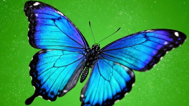 butterfly wings spread on green.