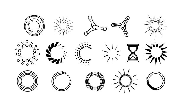 Decorative preloader vector collection with loading icons and progress symbols in dynamic layout