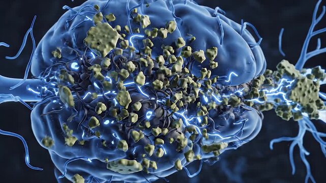 3D Medical Animation of Platelet Aggregation and Blood Clot Formation in Vibrant Blue and Yellow Tones