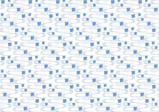 【日本の伝統模様】千鳥・千鳥格子のシームレスパターン（青系） / Chidori & Chidori-goushi (Houndstooth) &ndash; Japanese Traditional Seamless Pattern  (Blue Tones)