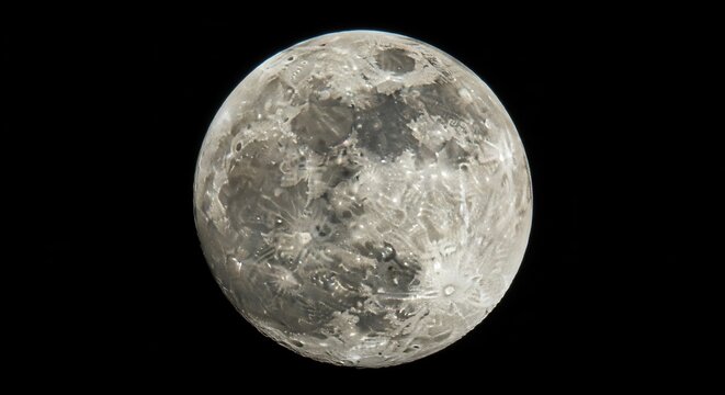 Close-up view of the moon's surface with craters and texture