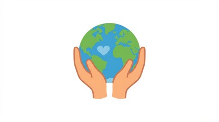 Fototapeta premium Hands Holding Earth with Heart Icon Protecting Our Planet