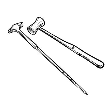 lobotomy tool kit vector line art hand drawn illustration