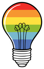 Obraz premium Rainbow colored light bulb with a bright idea illustration symbolizing creativity and diversity