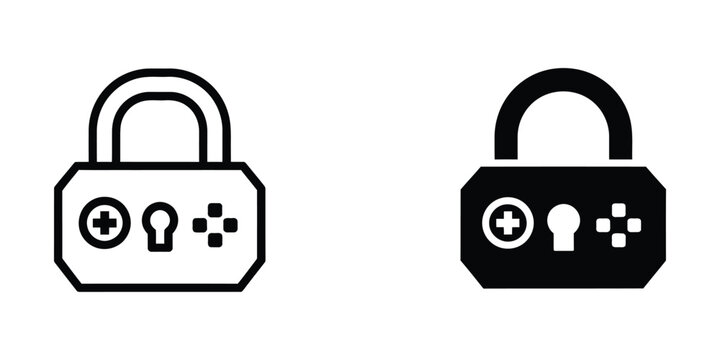 Contrast between open and closed padlock icons with game controller symbols
