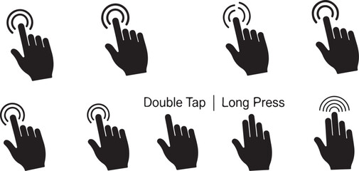 Fototapeta premium Hand icons for double tap and long press