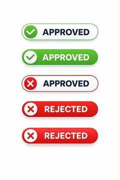Visual representation of approval and rejection status indicators with checkmarks and crosses
