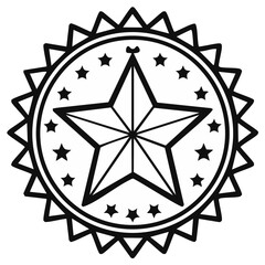 Fototapeta premium Star emblem illustration, geometric design, circle and triangle shapes