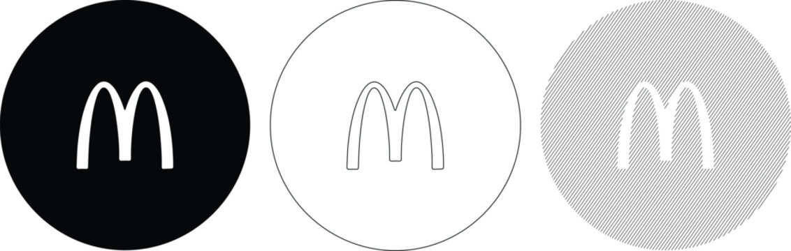 mcdonald logo in three style black outline and line against white background