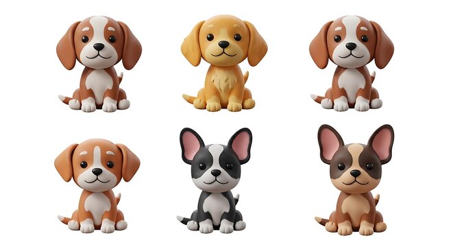 Collection of cartoon puppy figurines