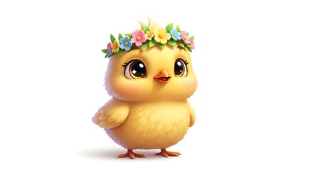 Fototapeta premium Cute chick with flower crown
