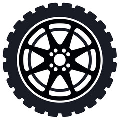 Fototapeta premium Black and white vector illustration of a car wheel