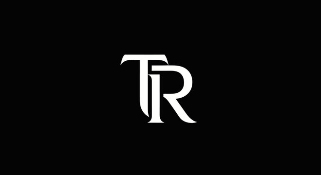 Elegant tr lettermark design isolated on black background for branding