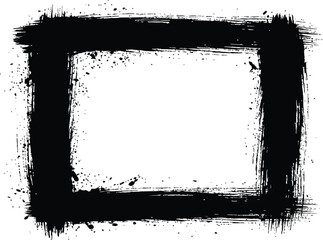 Rough black square frame painted brush stroke texture distressed isolated © MST SUMAIYA