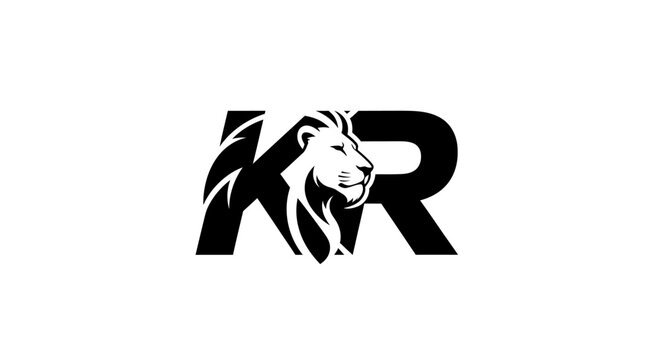 Lion head silhouette incorporated into lettermark design in white and black