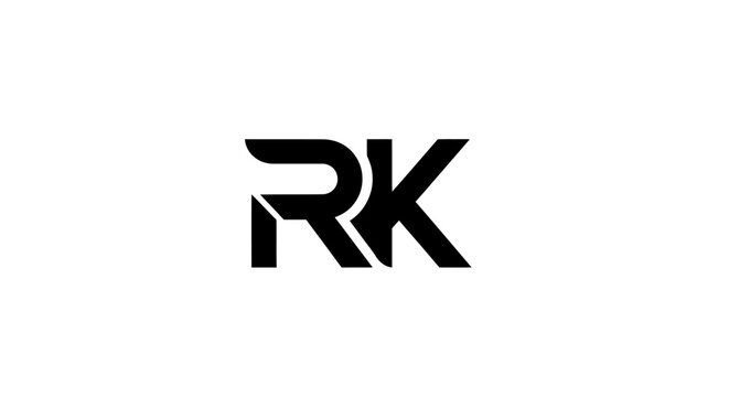 Modern rk lettermark logo design minimalist black and white vector