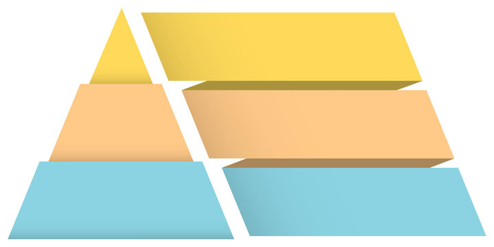 Pyramid diagram with 3 elements, infographic template