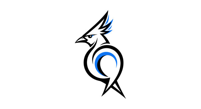 Stylized blue jay bird vector graphic on white background