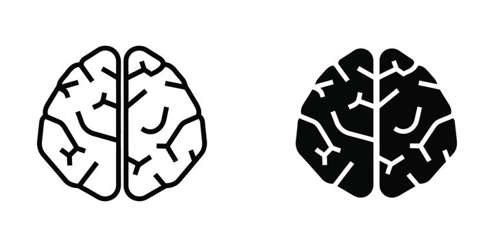 Contrast between a light and dark depiction of brain hemispheres with gyri and sulci