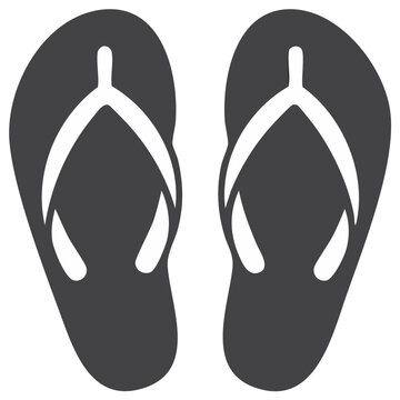 Simple vector glyph icon of a pair of flip flops. Flat black and white illustration of summer beach sandals.