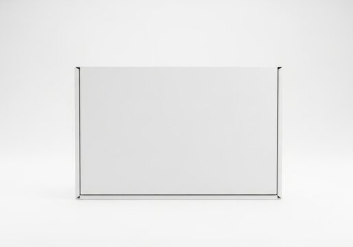 Isolated closed rectangular white cardboard shipping box, blank packaging container for retail delivery, mockup template