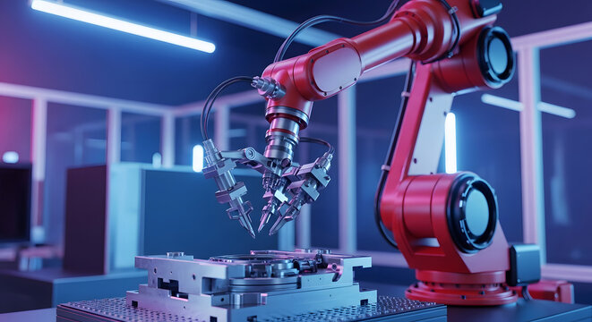 Advanced robotic arm performing delicate tasks with precision and efficiency in a modern industrial setting