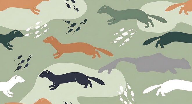 Seamless pattern of ferrets
