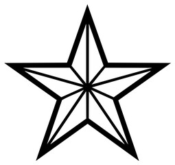 Obraz premium Geometric Star Shape Simple Outline Illustration Sharp Edges Black and White