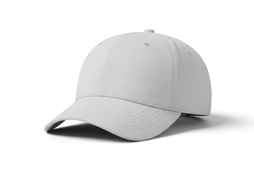Isolated light grey cotton baseball cap, dad hat mockup, blank headwear accessory for sports branding and casual wear